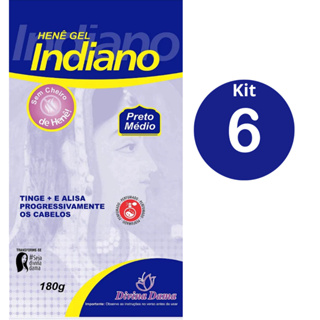 Kit C/06 Indiano Henê Gel 180g Preto Médio Pouch Divina Dama -PROMOÇÃO VALIDADE CURTA em Oferta na Shopee