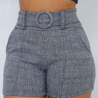 Lindo Short Feminino Cintura Alta Cinto Fixo Bolsos Laterais Verão em Oferta na Shopee