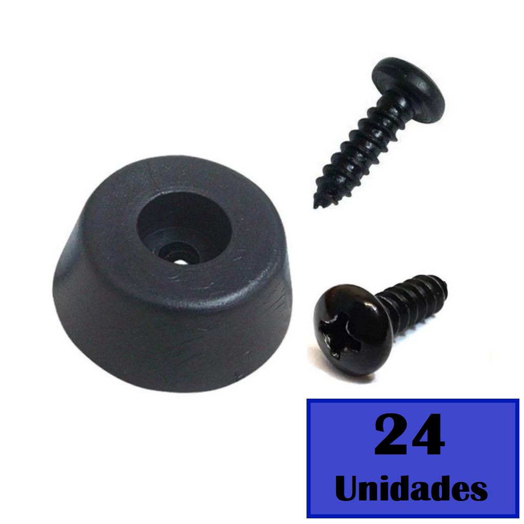 Kit Pé Pequeno De Borracha + Parafuso 22 Centímetros Pvc Para Caixa De Som Móveis Premium