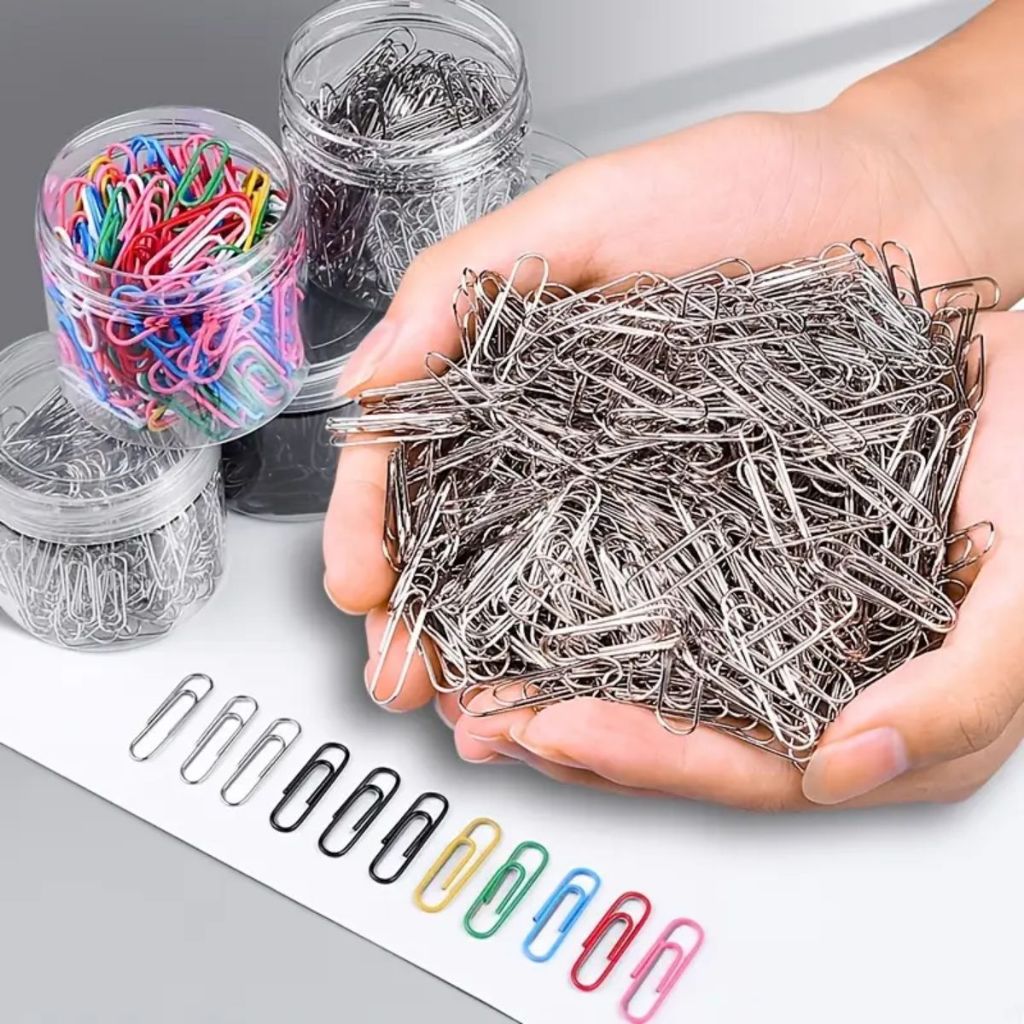 50/100 Clips de Papel Niquelado Colorido Prata Clipes de Papel Grande e Pequeno Papelaria Escritório em Oferta na Shopee