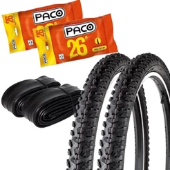 KIT 2 PNEUS LEVORIN EXCESS EX ARO 26X1.95 + 2 CÂMARAS PACO ARO 26 BICO GROSSO