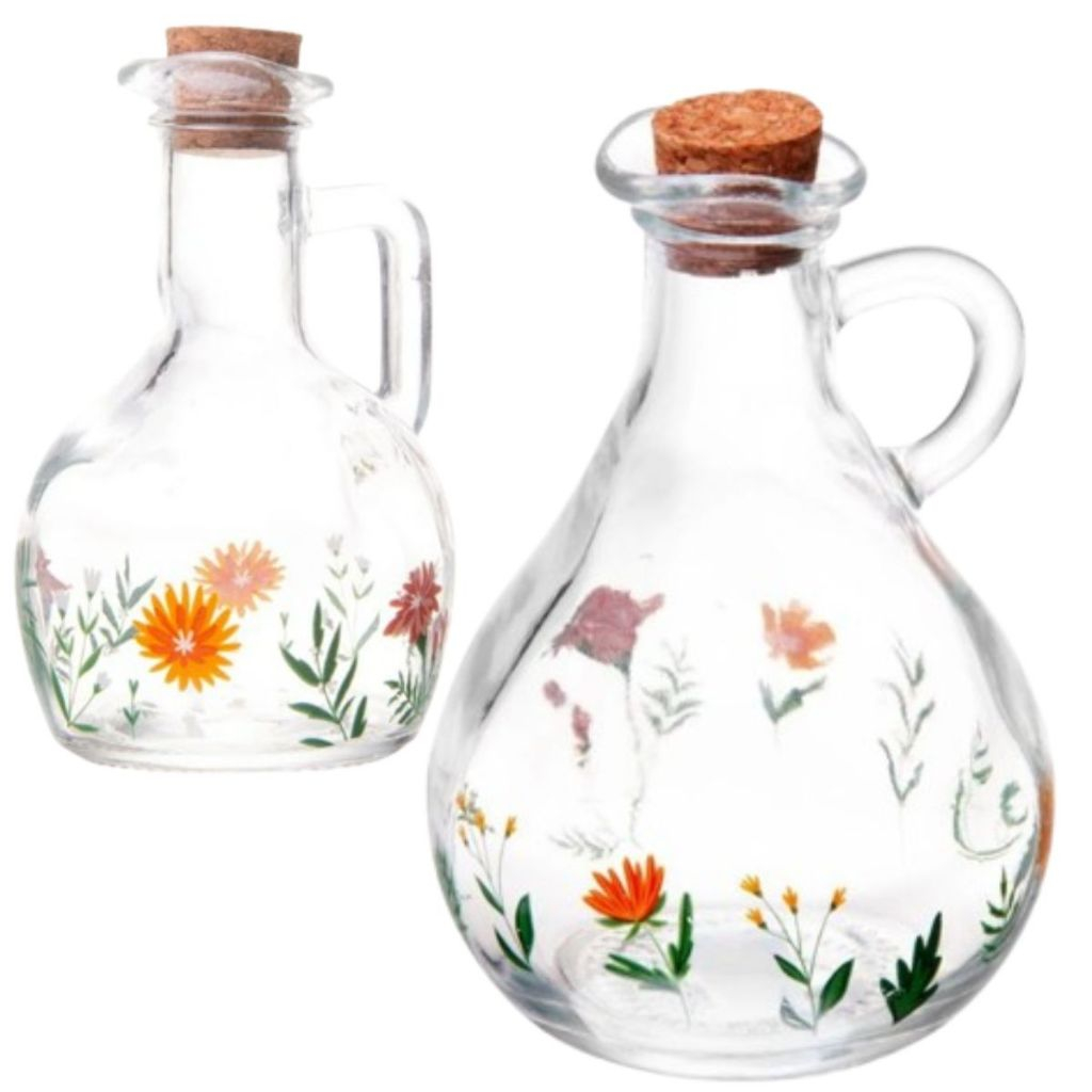 Kit 2 Garrafas Para Azeite De Vidro Flora 180 e 320ml Lyor em Oferta na Shopee