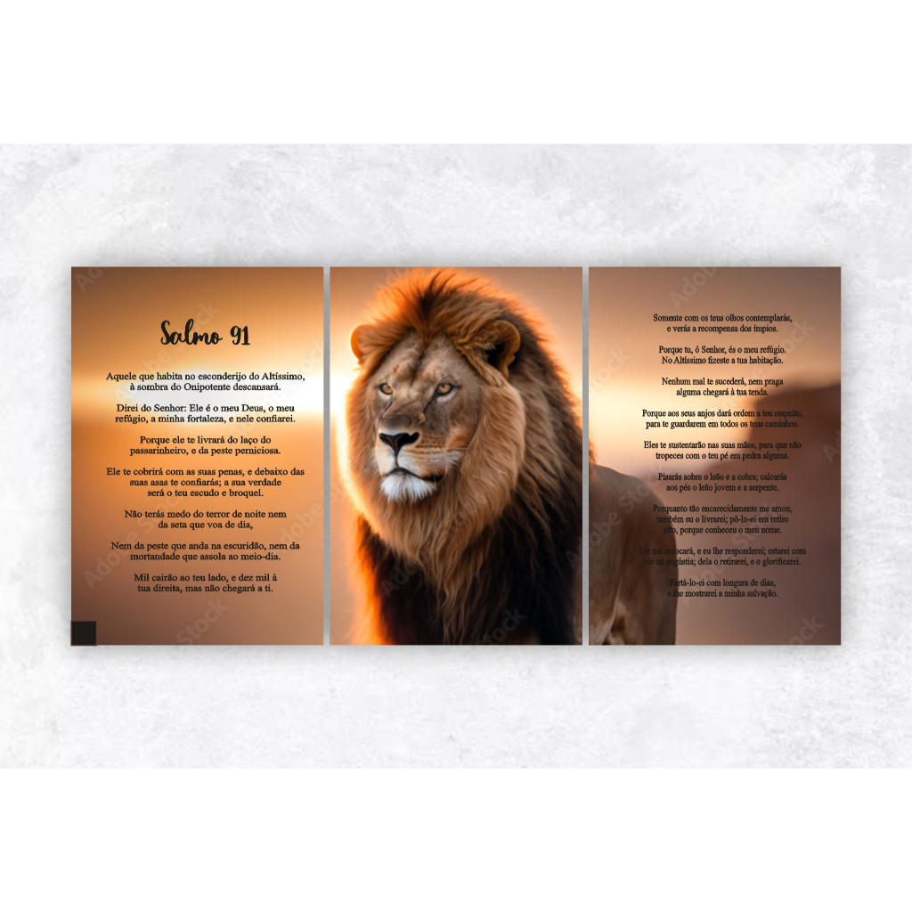 Quadro Mosaico 3 peças Leão Jesus Cristo Yeshua Judá Salmo 91 Evangelico Biblico Promoção em Oferta na Shopee