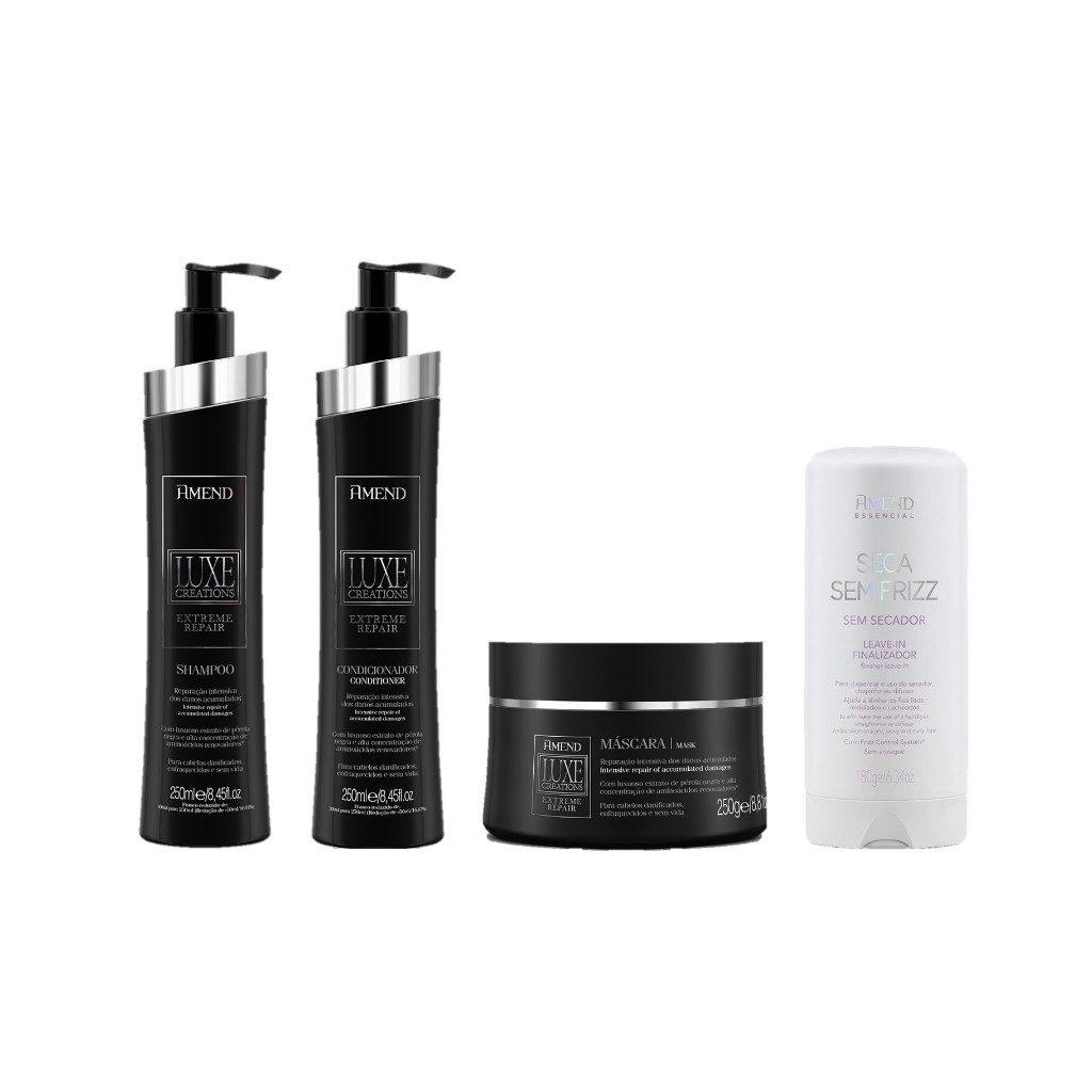 Amend KIT Luxe Extreme Repair Sh + Cond + Másc + Seca Sem Frizz 180ml