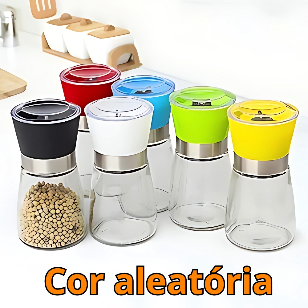 Moedor Triturador De Temperos, Sal, Pimenta E Especiarias De Vidro e Inox em Oferta na Shopee
