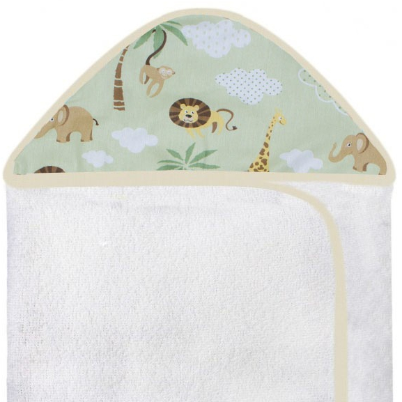 Toalha Com Capuz Estampado Floresta Bichinhos Forrada Com Tecido Toalha Fralda 100% Algodão