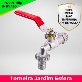 Torneira Esfera Jardim Quintal Tanque 1/2 x 3/4 Metalica 1/4 volta