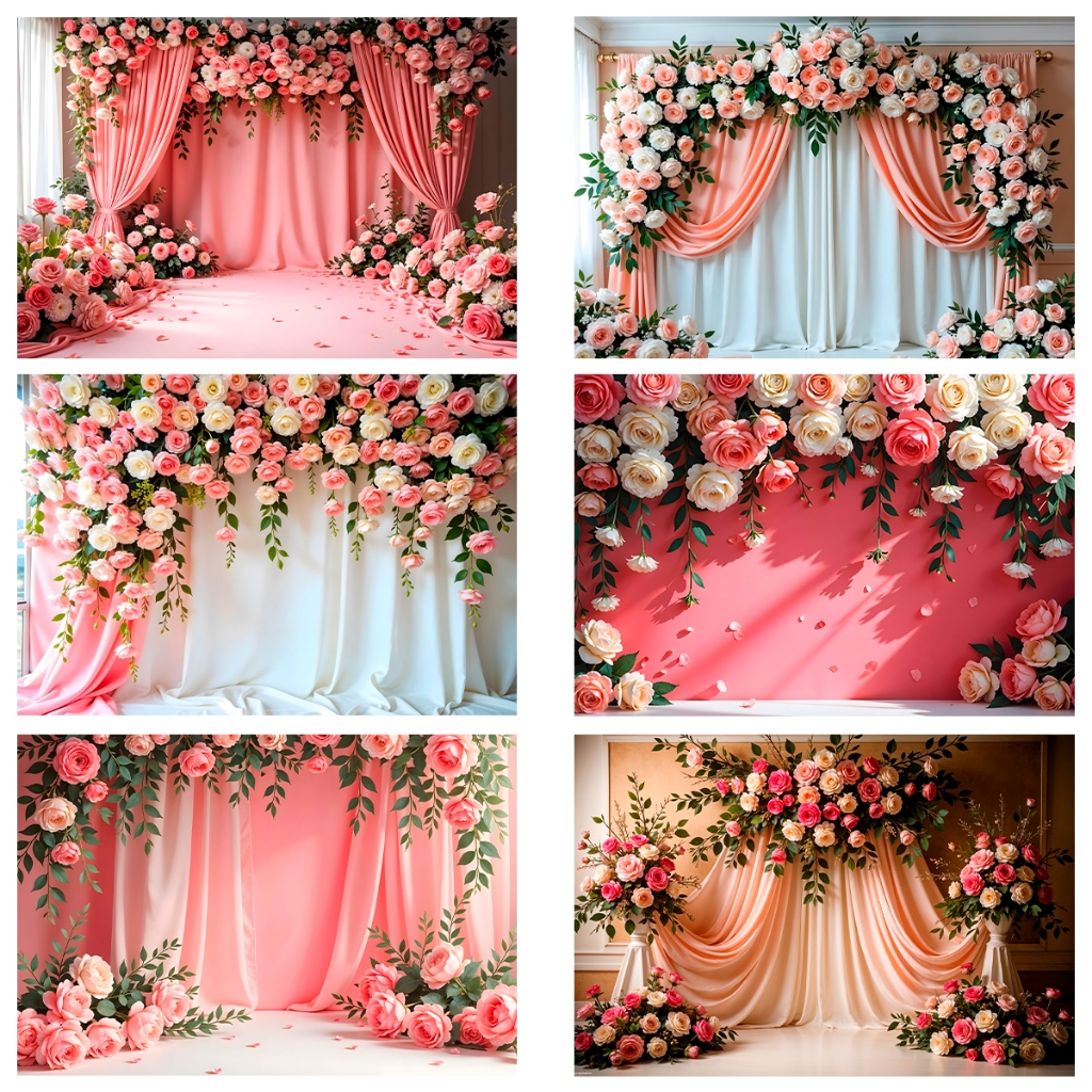 Fundo Fotográfico Floral Casamento 3D Em Tecido Sublimado 1,5x2,2 Mt em Oferta na Shopee