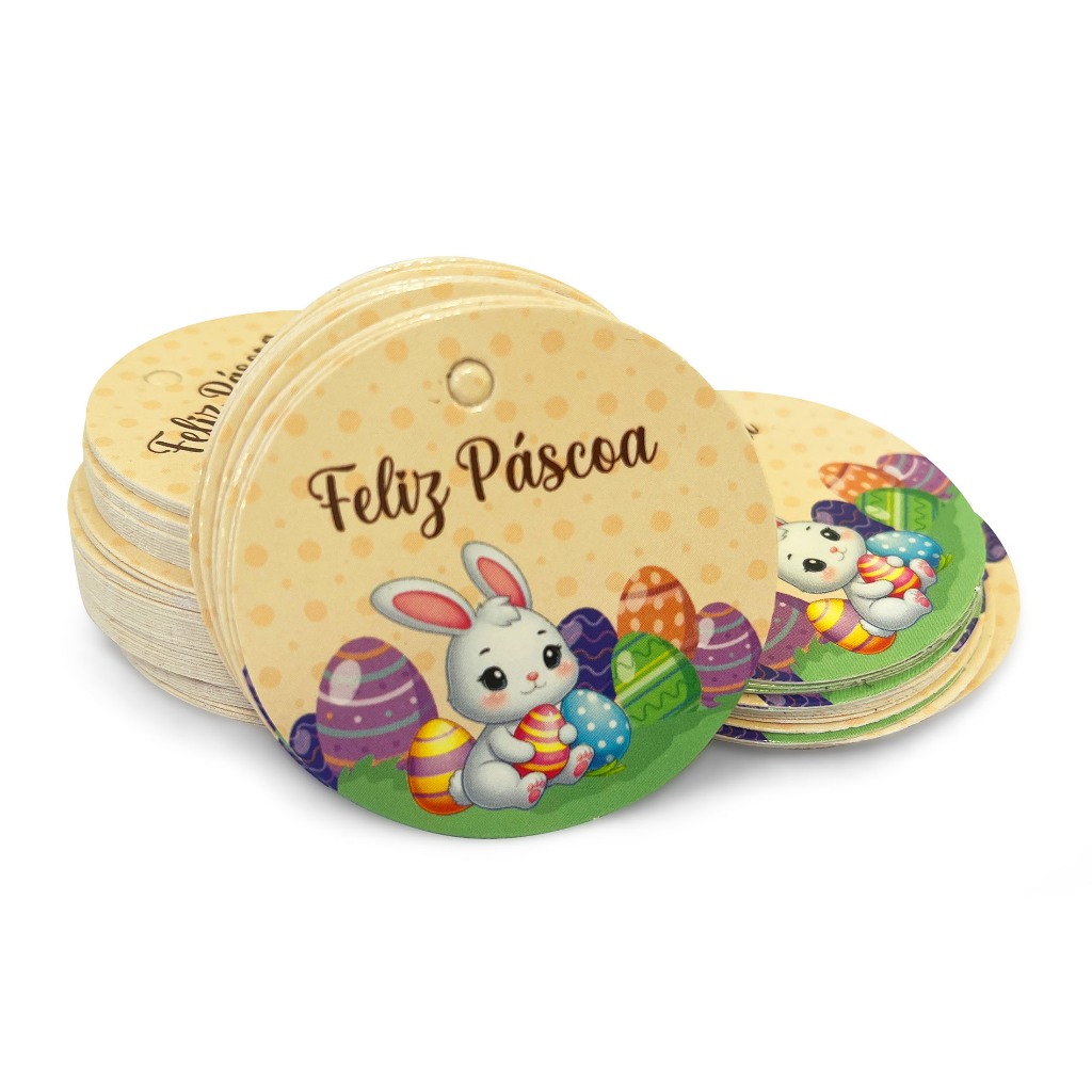 Tag Redonda Feliz Páscoa Pronta Entrega em Oferta na Shopee