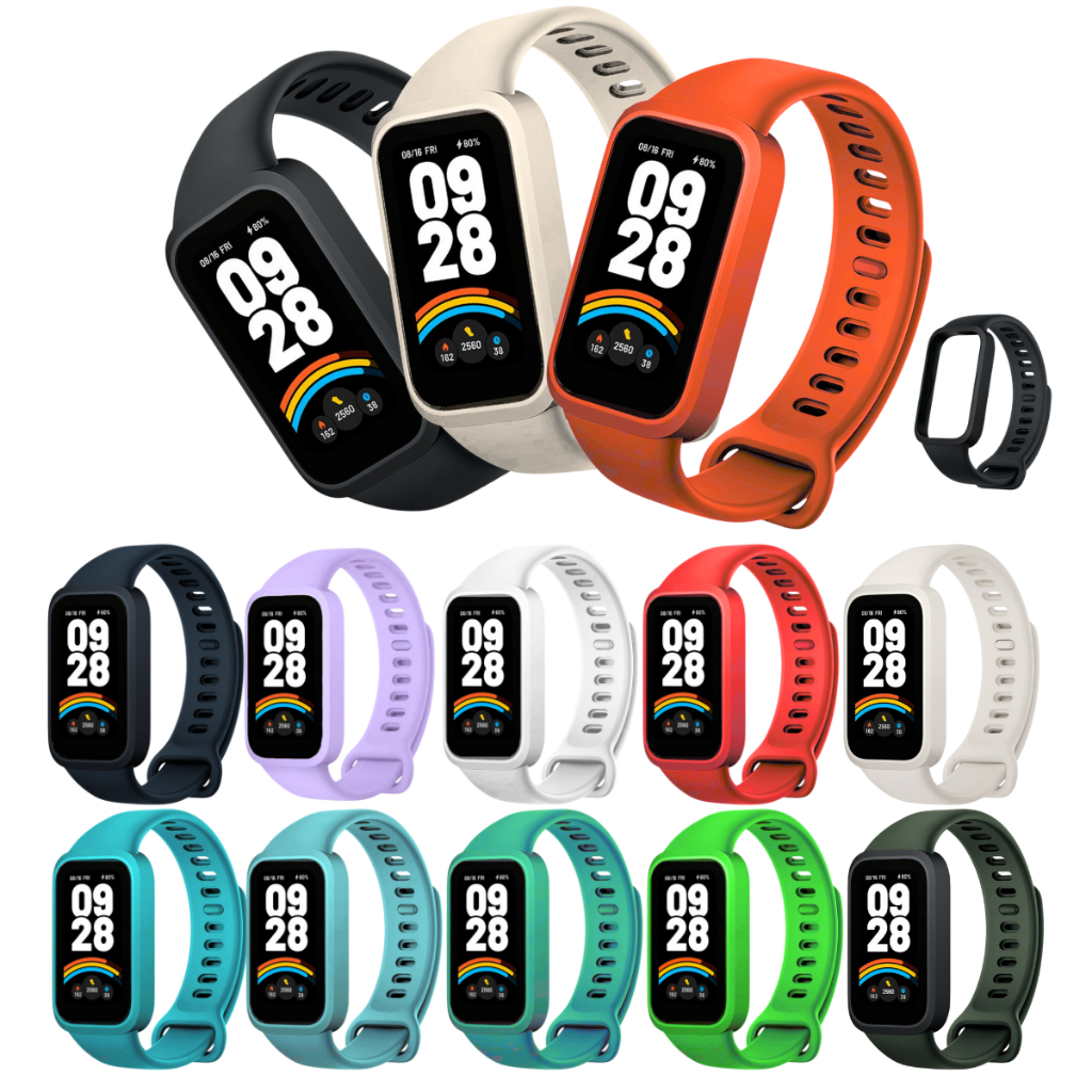 Pulseira com Capa Embutida Para Xiaomi Smart Mi Band 9 Active 1.47 Silicone