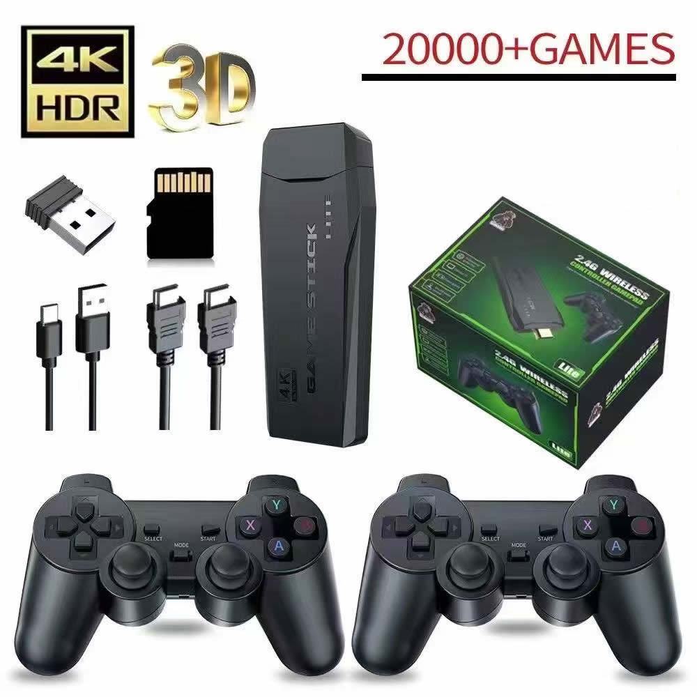 20000+ M8 Videogame Stick 4K 64gb 2 Controles Sem Fio Console Portatil Jogos Retro Antigo Original