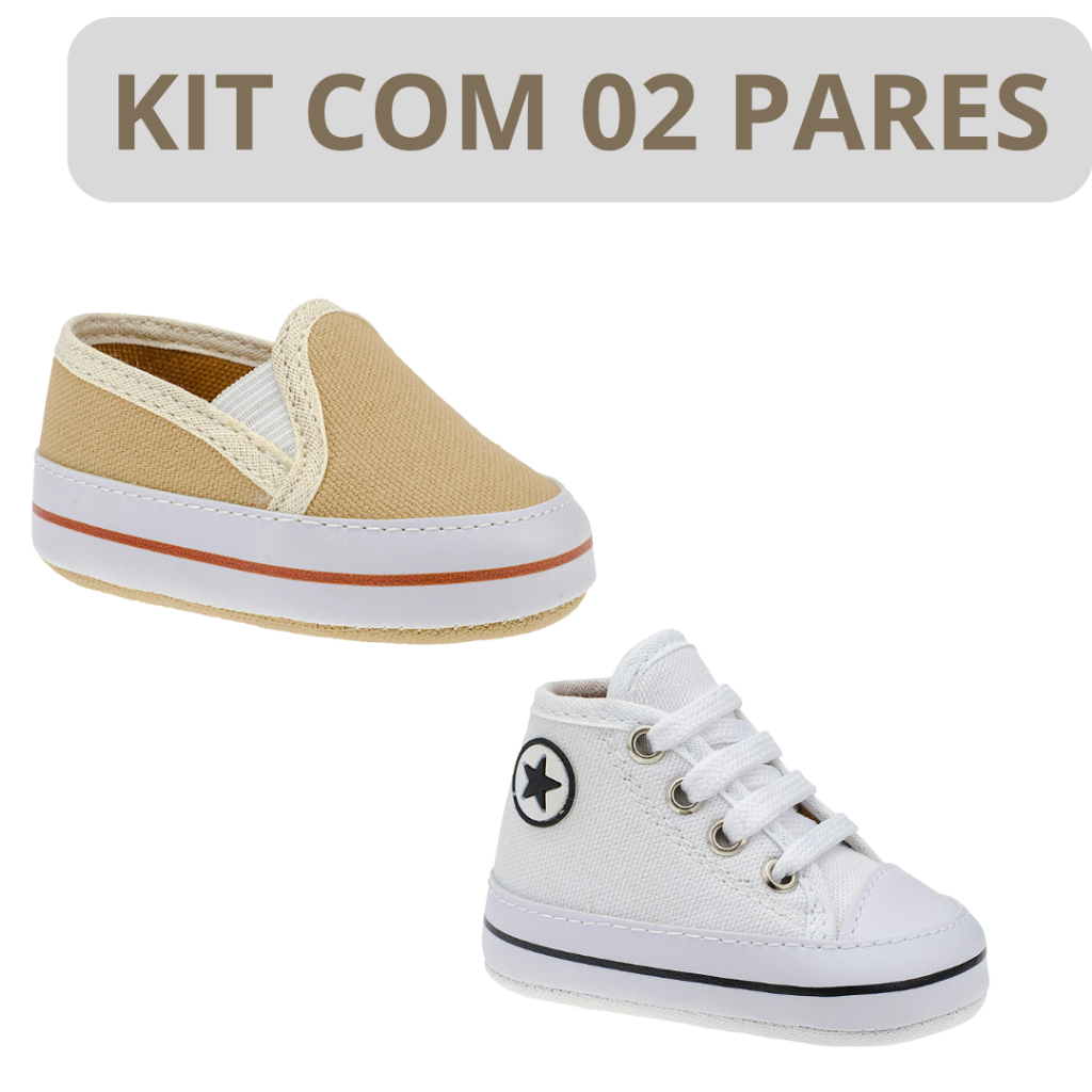sapatinho de bebê menino tênis calce e fácil super macio e confortável uso diário kit com 02 pares - sapato bebe menino