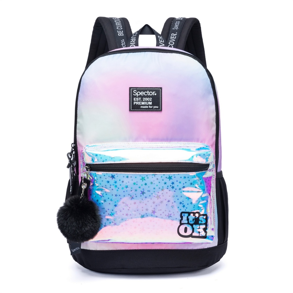 Mochila Escolar Feminina Reforçada Holográfica