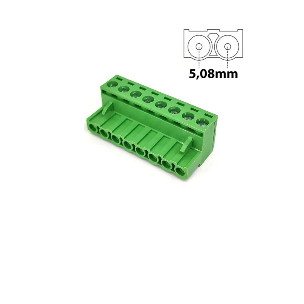 KIT COM 20 PEÇAS CONECTOR BORNE KF2EDGK 8 VIAS PASSO 5.08 FEMEA 90 GRAUS MARCA KEFFA