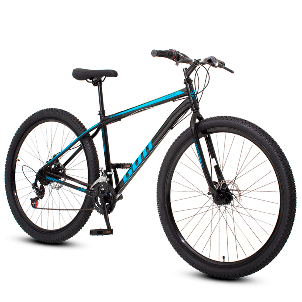 Bicicleta aro 29 Aço Carbono Preto e Azul Gott Cronos Freio A Disco 21V em Oferta na Shopee