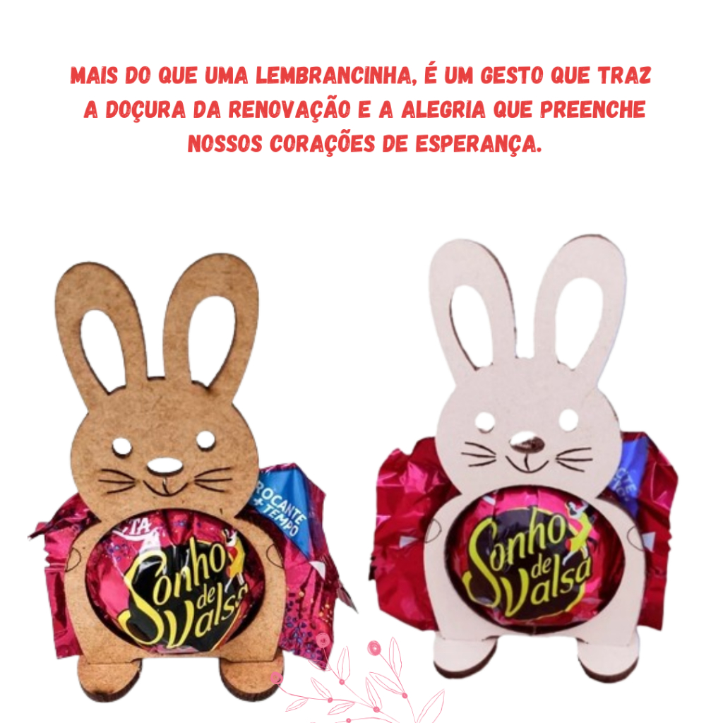 Kit com 30 Porta bombom de coelho para Páscoa em MDF
