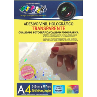 20 folhas Adesivo Holográfico Vinil A4 CAQUINHOS Para Jato de Tinta - Resistente à água em Oferta na Shopee