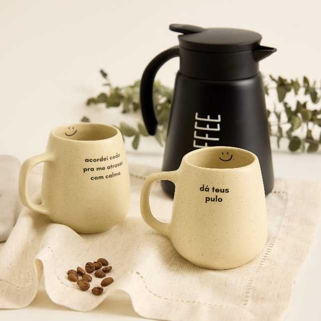 Caneca OVAL Dá Teus Pulo e Acordei Cedo Diferenciada Bojuda Cerâmica Presente Xícara Grand...