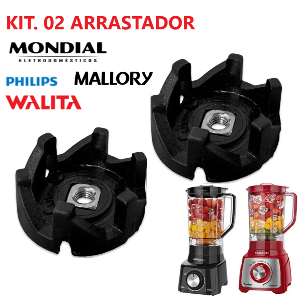 Kit com 2 arrastes para copo de liquidificador Mondial / Walita / Mallory e outros