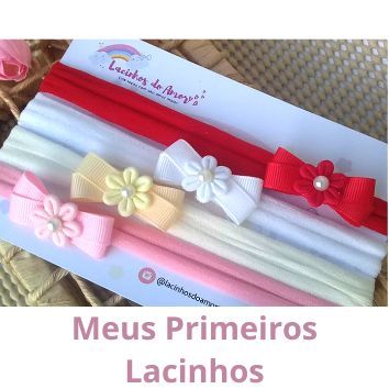 Faixinhas para recém nascida menina , kit 4 ou 6  laços enxoval confortávél em meia de seda slin
