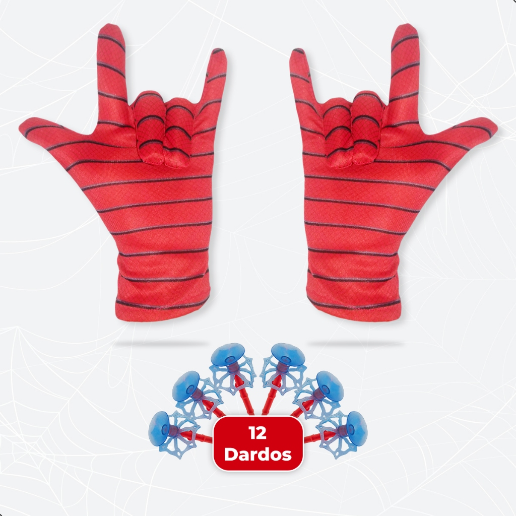 Kit 12 Dardos Com Ventosa  Luva Homem Aranha Conjunto