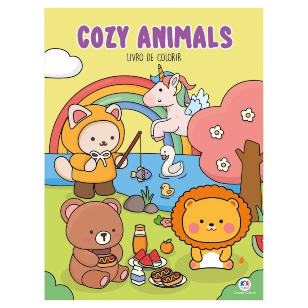 Livro de Colorir Cozy Animals Unicórnios Ursinhos e muita fofura Terapia Perfeita Crianças e Adultos