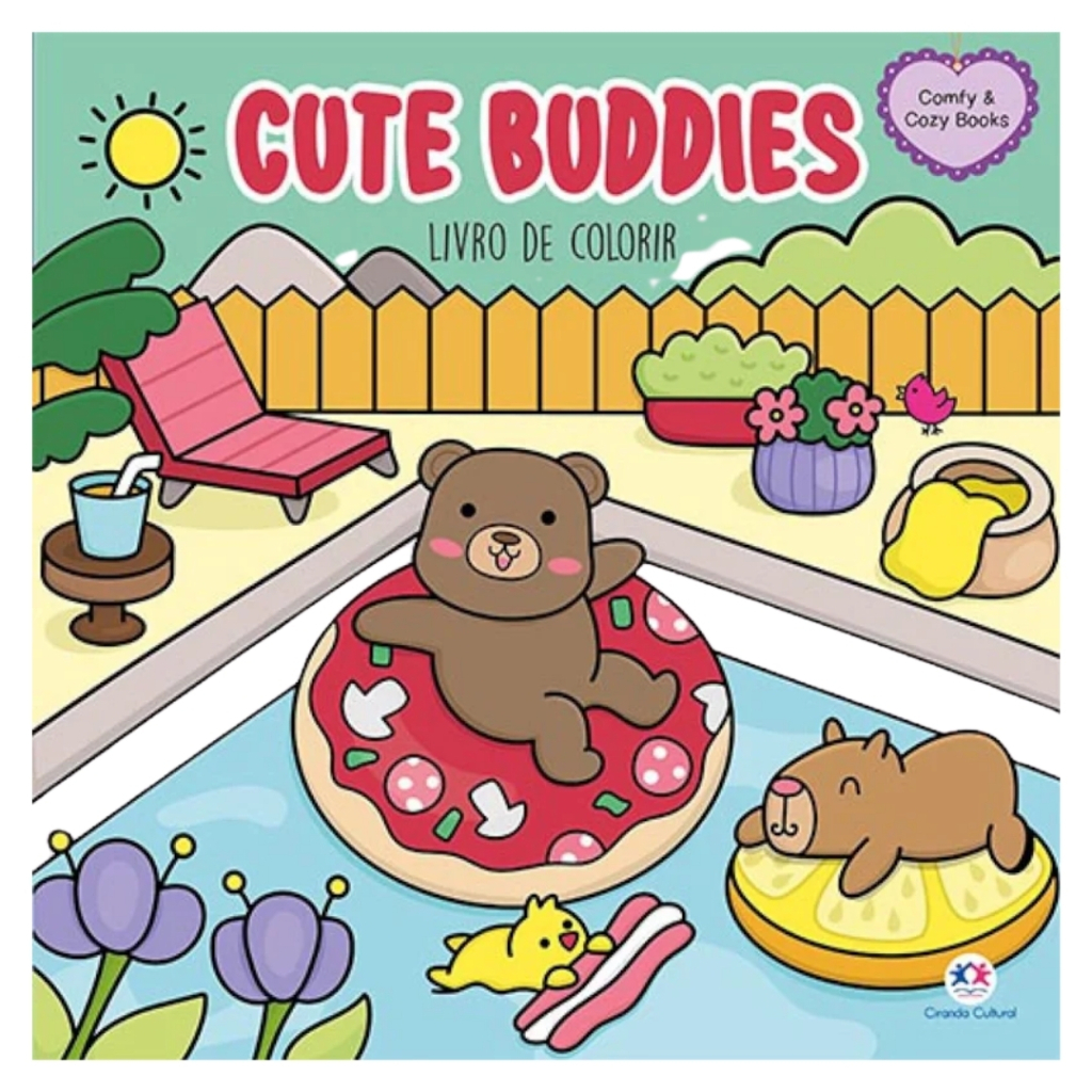 Livro De Colorir Cute Buddies Capivara, Fofura E Relaxamento Livre-se Do Estresse Colorir É Terapia