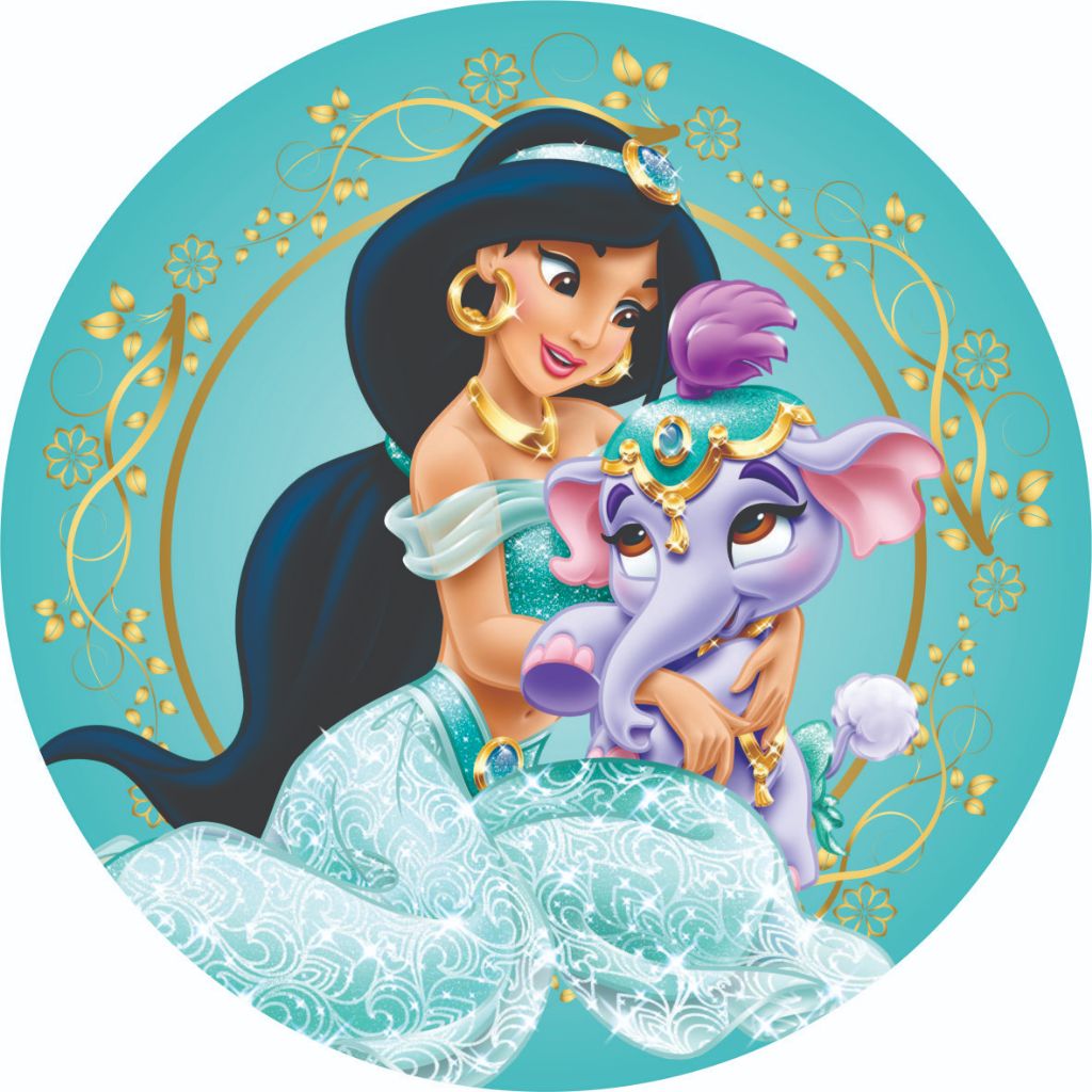 Capa para Painel de Festas Redondo com Acabamento em Elástico 1.50x1.50 e 50cm veste fácil Jasmine Princesas