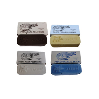 Kit 4 massas polimento 145 gramas jacaré azul marrom branca e amarela polimento inox aço alumínio plástico resina em Oferta na Shopee