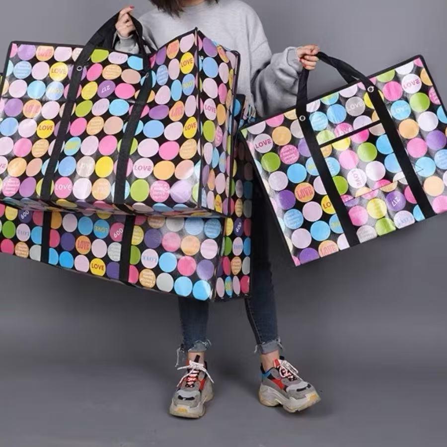 KIT   Sacola de Feira Grande Zíper Impermeável Sacoleira Média Pequena e Grande