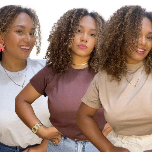 Kit 3 Camiseta Básica Feminina T-Shirt 100% Algodão Blusinha Promoção Envio Imediato