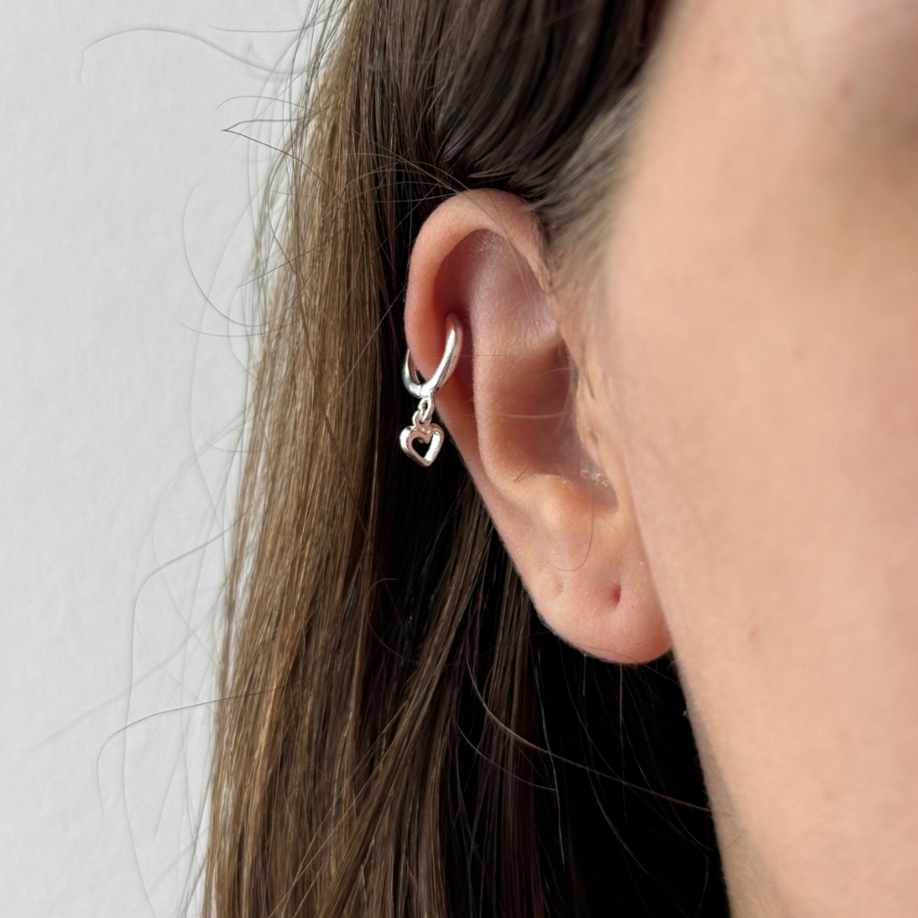 Piercing Argolinha Click Prata 925 com Pingente Coração