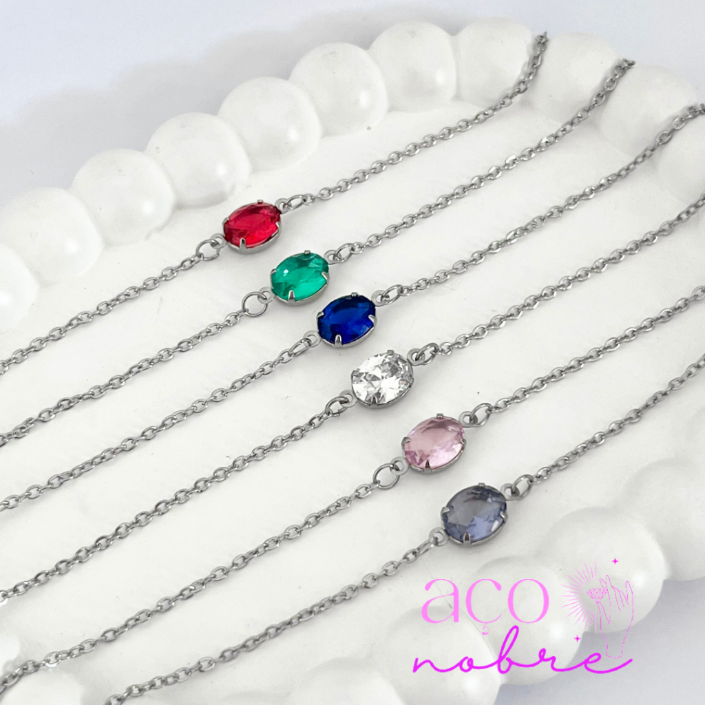 Pulseira Em Aço inox De Cristal Turmalina Turquesa Pulseiras Em Zircônias
