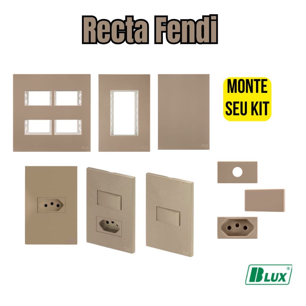 Tomada 10a 20a Interruptor simples paralelo Placa Ou Módulo Embutir 4x4 ou 4x2 Linha Recta Fendi Satin Fosco Blux
