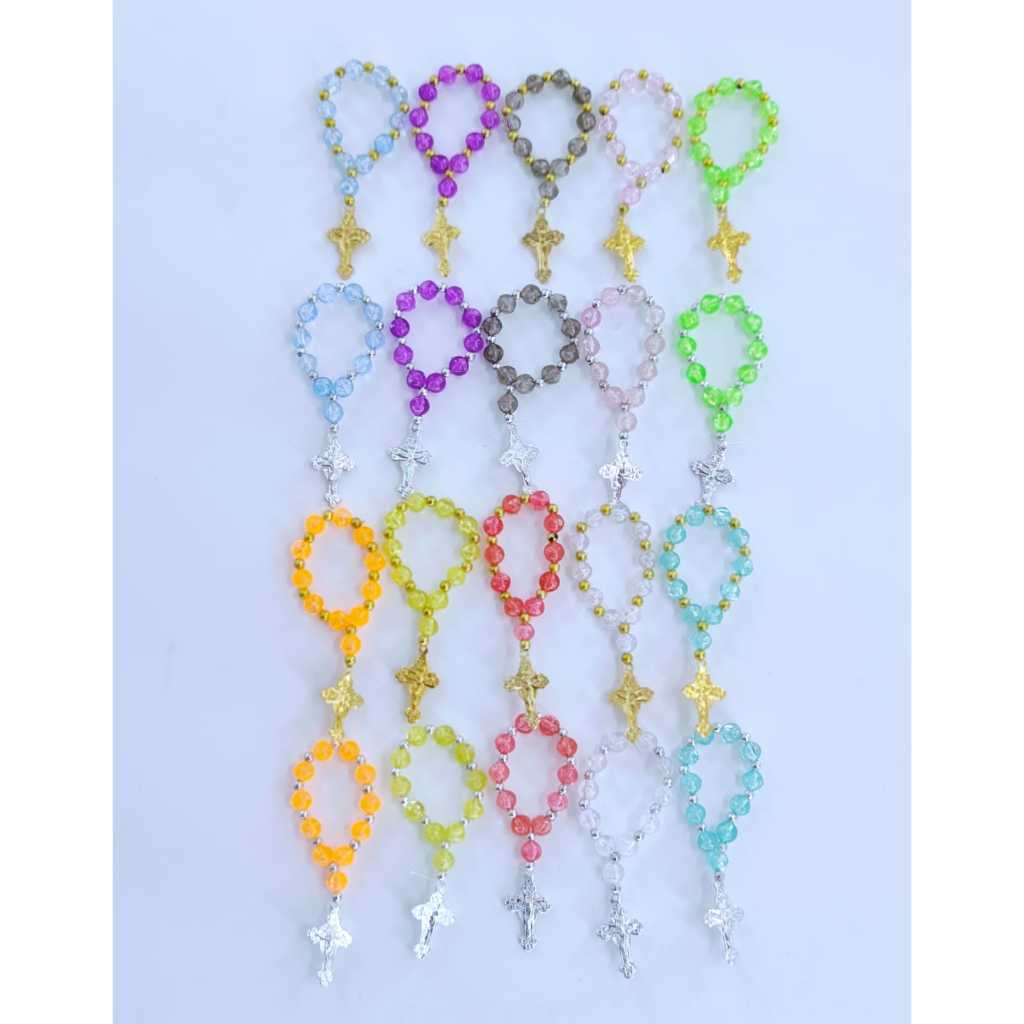 100 peças mini terço batismo terço pequeno para lembrancinhas com miçangas artesanal ART MILLY em Oferta na Shopee