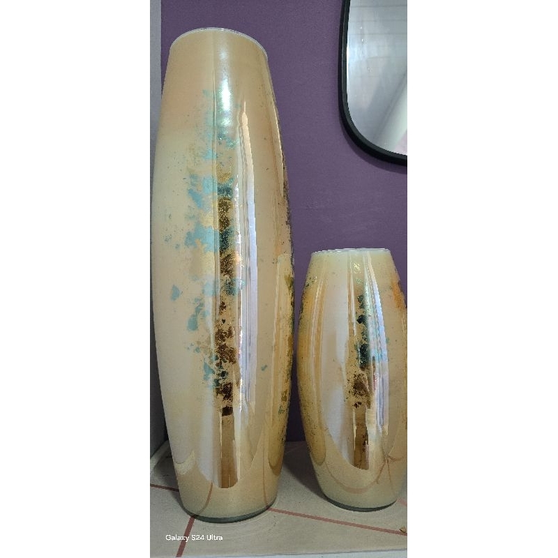 Picasso Ocean Gold vaso de vidro pintura artesanal Lindo 54cm em Oferta na Shopee