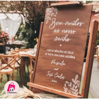 Quadro Placa Decoração Para Casamento Bem Vindos Personalizado em Oferta na Shopee