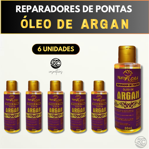 Kit 6 Reparadores de Pontas Óleo de Argan NatyFlora – Nutrição e Proteção Intensiva
