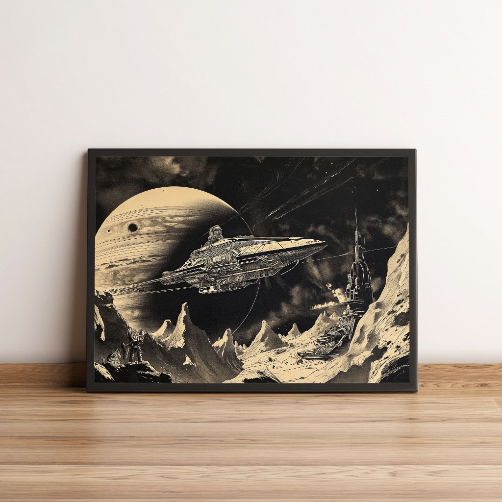 Quadro Nave Espacial Futurista Exploração Cósmica 1359