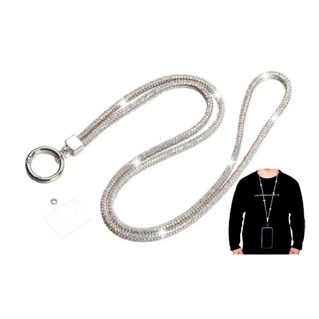 Cordão Para Celular Smartphone De Pescoço Alto Brilho Strass