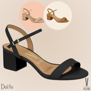Sandália Feminina Vizzano Slide Confortável com Salto Bloco Médio e Com Fechamento Fácil com Fivela em Oferta na Shopee