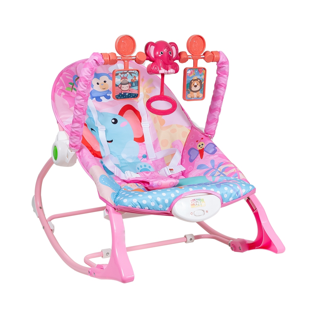 Cadeira de Descanso Bebê Balanço 18kg Bouncer Musical Vibração Relaxante Cinto de Segurança Mobile