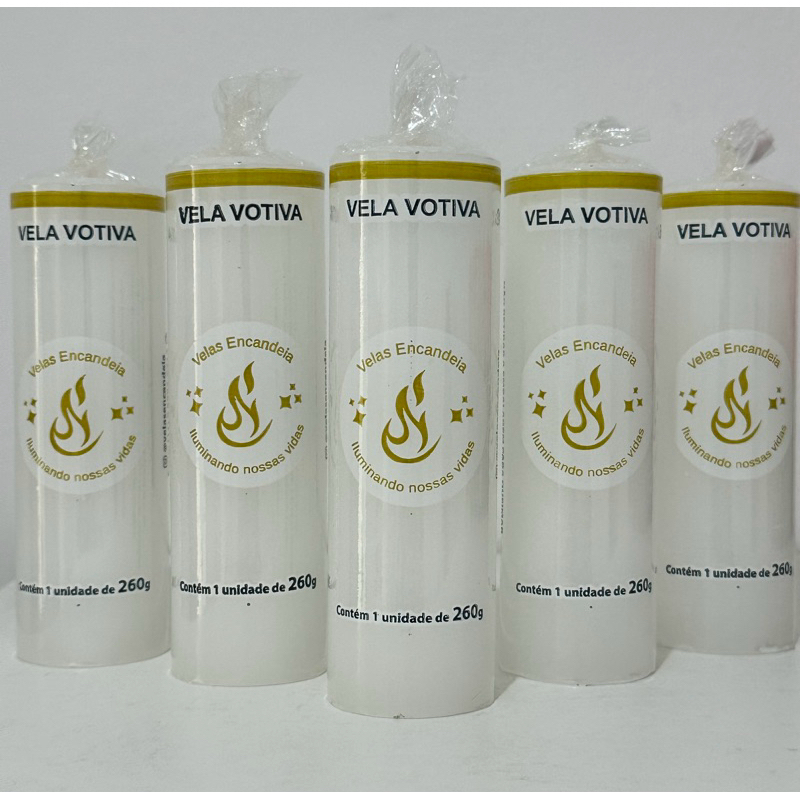 Kit com 12 Velas Votivas Branca de 260g / 7 Dias - Parafina 100% Pura