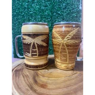 Caneca de madeira com alça com copo alumínio opção de presente. em Oferta na Shopee