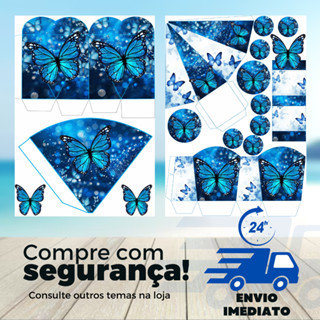 Envio 24H - BORBOLETA AZUL KIT LEMBRANCINHAS COM 75/150 ITENS (SEM NOME) em Oferta na Shopee