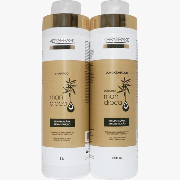 KERA BRASIL KIT SHAMPOO 1L + CONDICIONADOR 800ML MANDIOCA em Oferta na Shopee