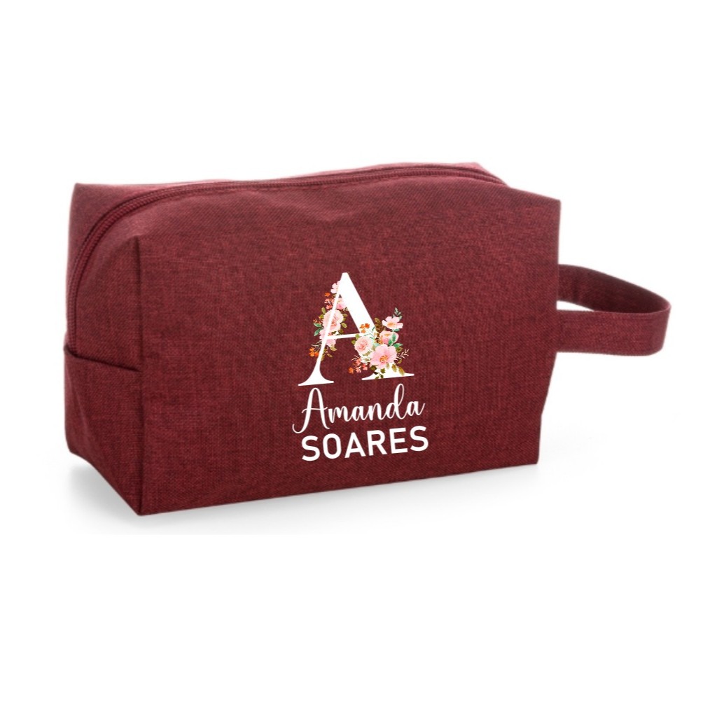 Necessaire de nylon com alça lateral Personalizada com Nome