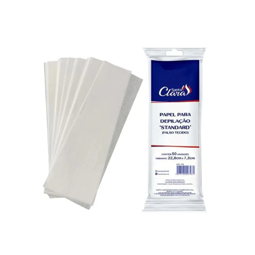 Papel Depilatório Santa Clara Standard 50 Folhas - Resistente e Eficiente para Depilação em Oferta na Shopee