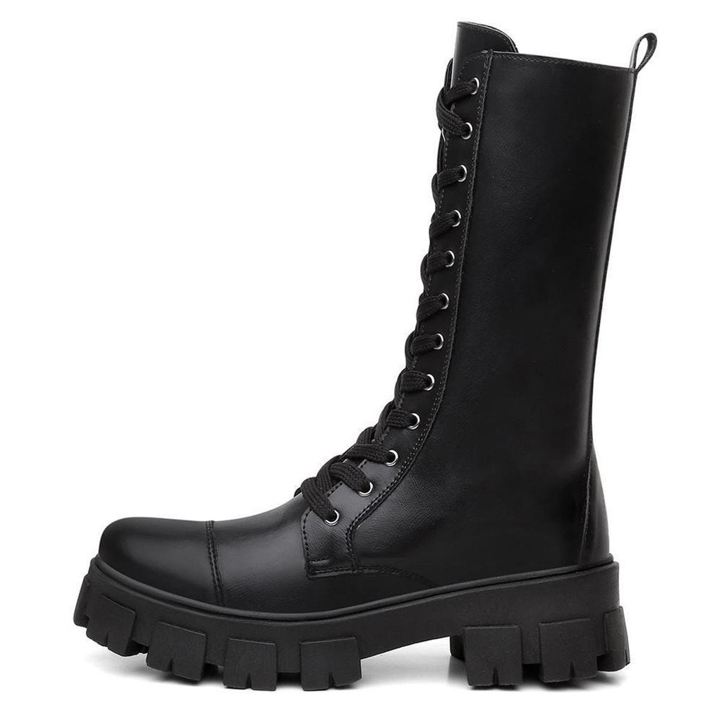 Bota Coturno Cano Alto Tratorada Feminina Preta Ref 006 - Envio Imediato
