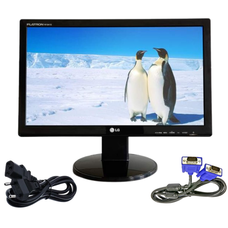 Monitor de 16 Polegadas 3 Meses Garantia Cabo VGA Energia Base Com Arranhados Detalhes Marcas de Uso